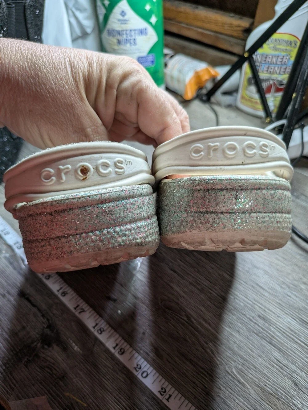 Crocs‎ Silver Glittery Slip On Clogs Size Junior 3 Girls